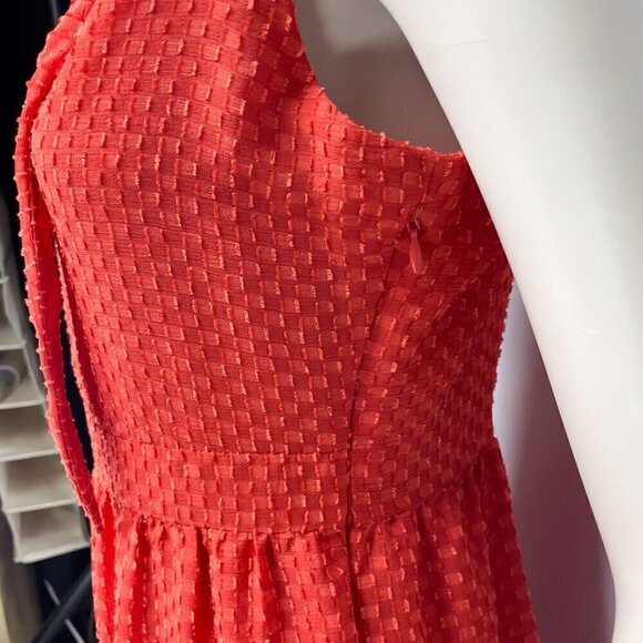 NANETTE LEPORE Classic Retro Tiered Western Collar Red Textured MIDI Dress sz4 - Picture 9 of 11